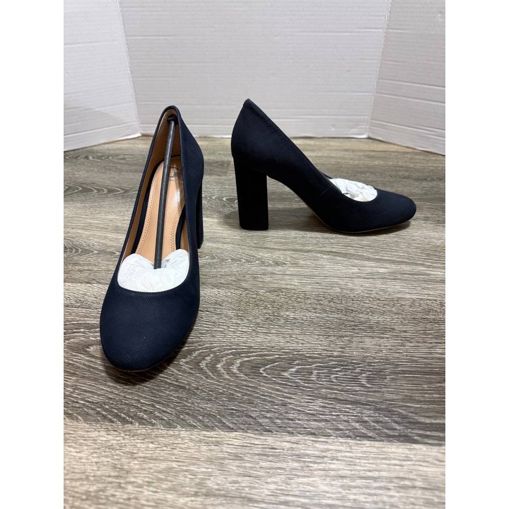 Gianni Bini Block Heel Pumps Mile-High Seaport Navy Textured Womens 8M Corpcore